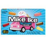 Mike and Ike Ice Cream Truck Mix packaging with a pink ice cream truck on a blue background